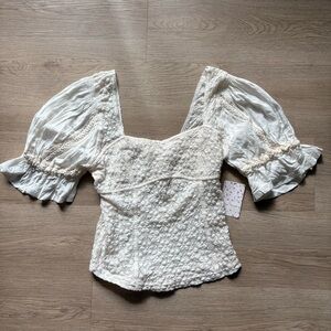 Free People White Lace Women's Top